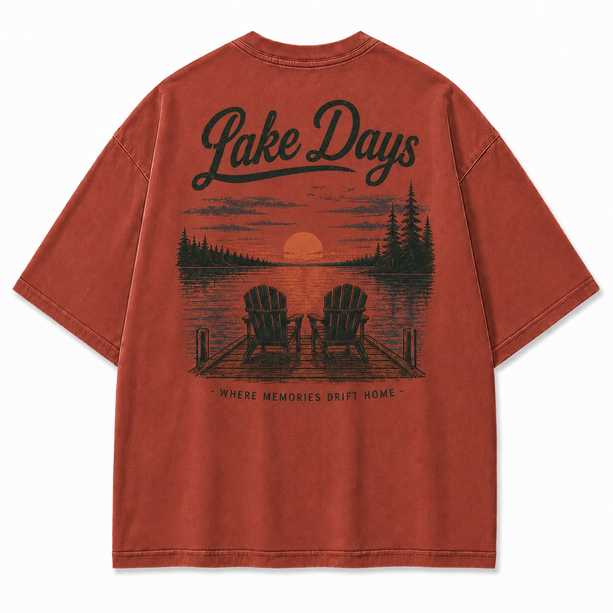 Where Lake Days Drift into Memories Outdoor Graphic Tee