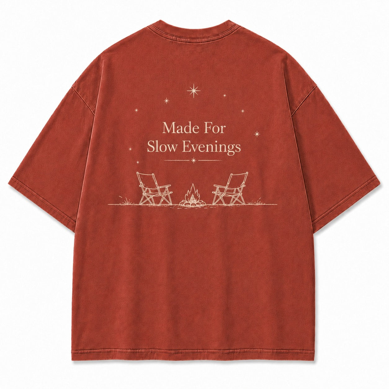 For Slow Evenings Under Open Skies Minimalist Campfire Tee