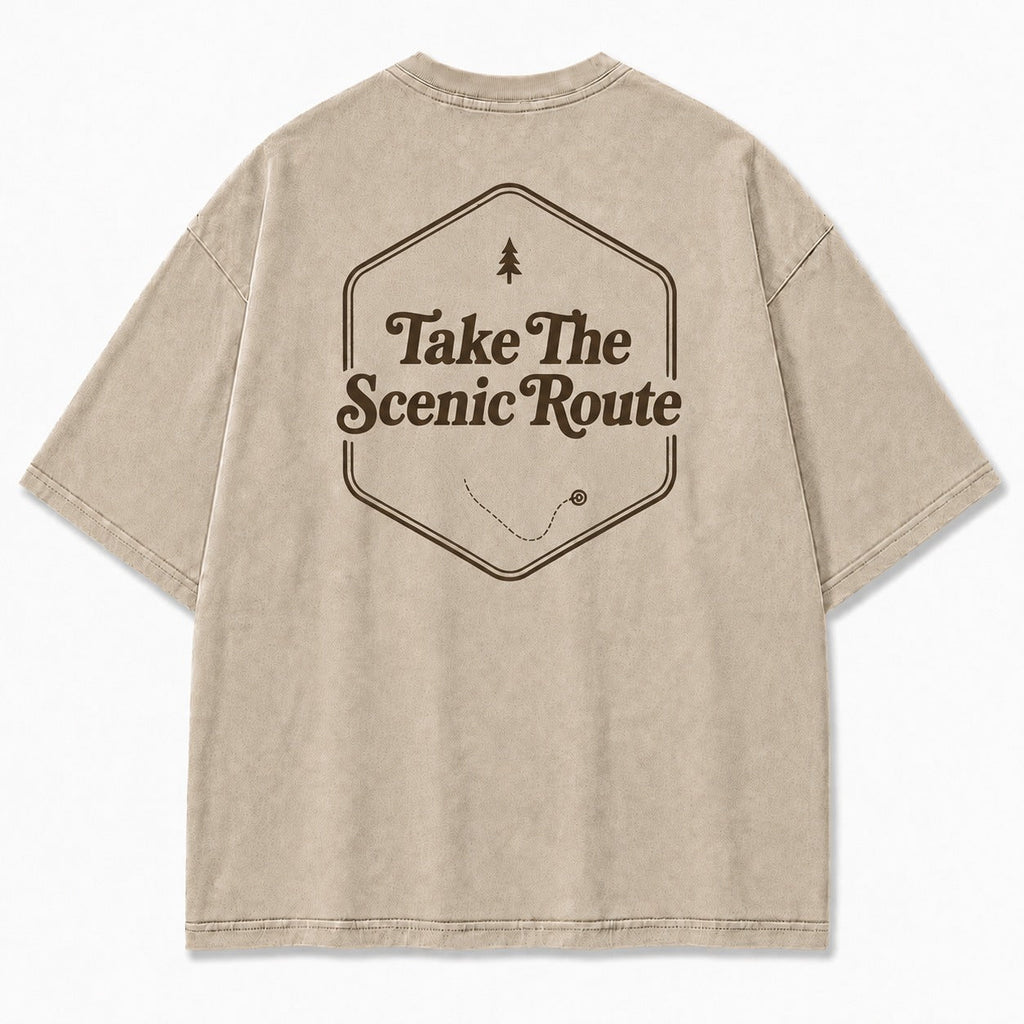 Take The Scenic Route Tee – Minimalist Adventure Graphic