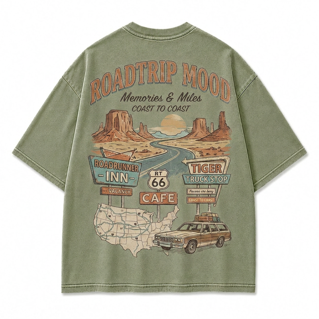 Coast to Coast Roadtrip Washed T-Shirt