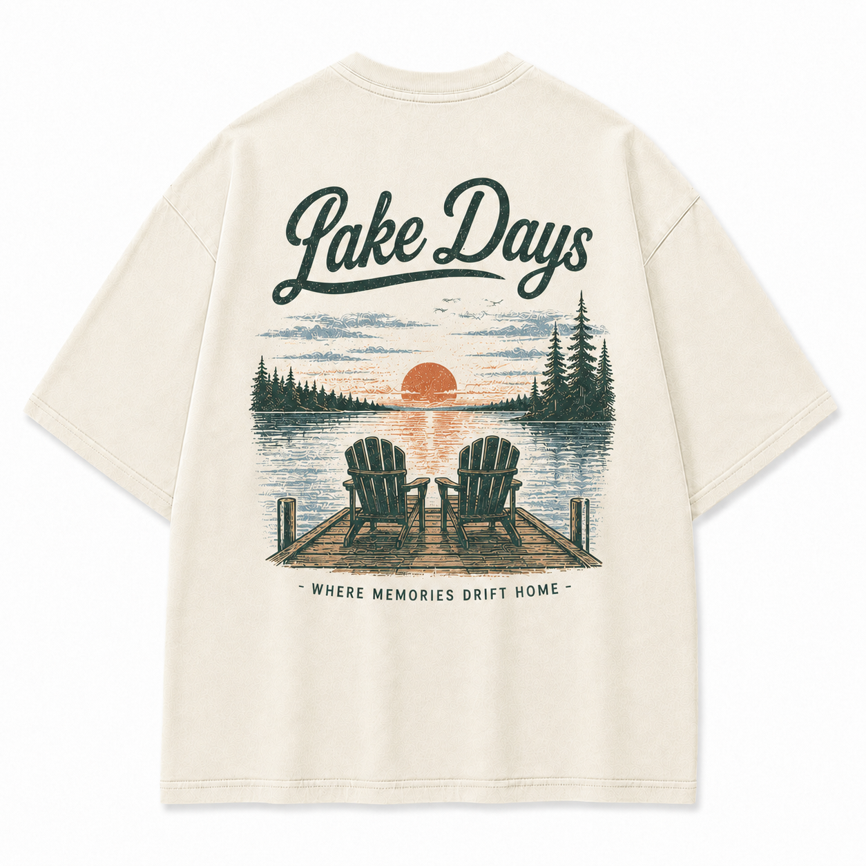 Where Lake Days Drift into Memories Outdoor Graphic Tee