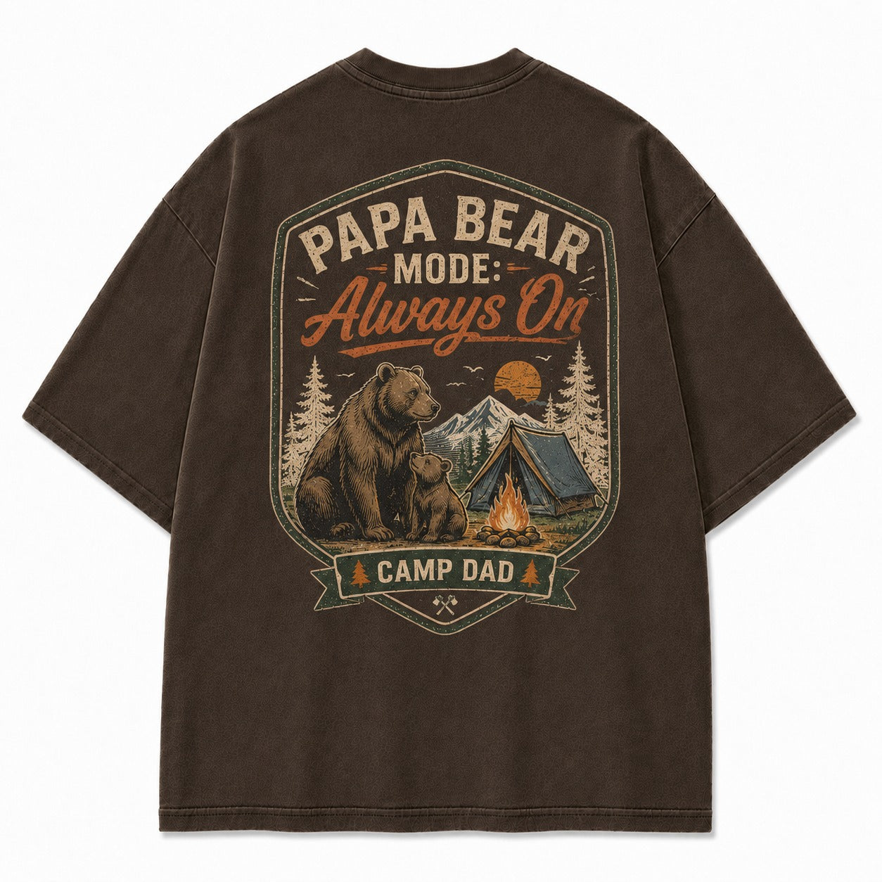 Papa Bear Camp Dad Washed T-Shirt