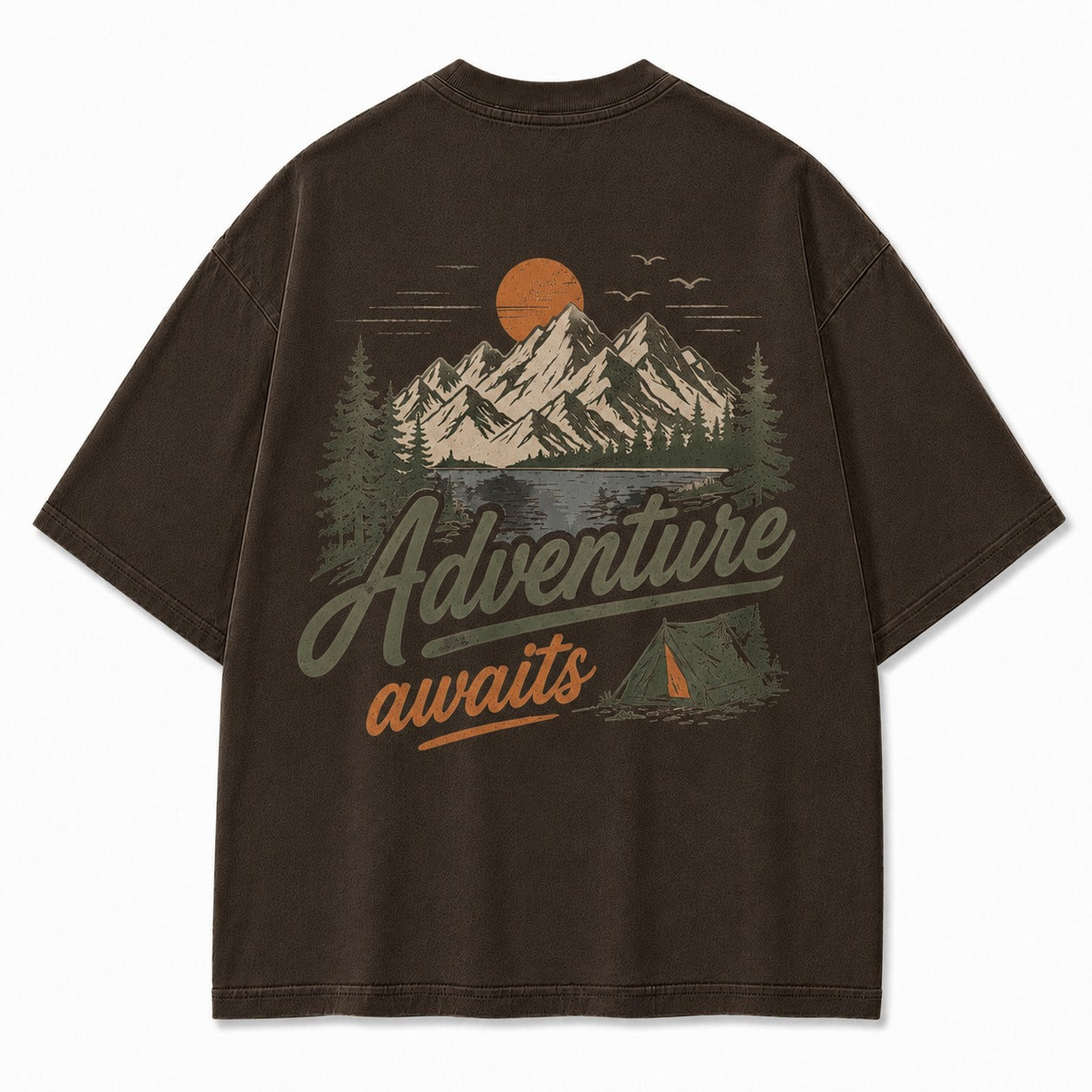Adventure Awaits Mountain Camp Washed T-Shirt