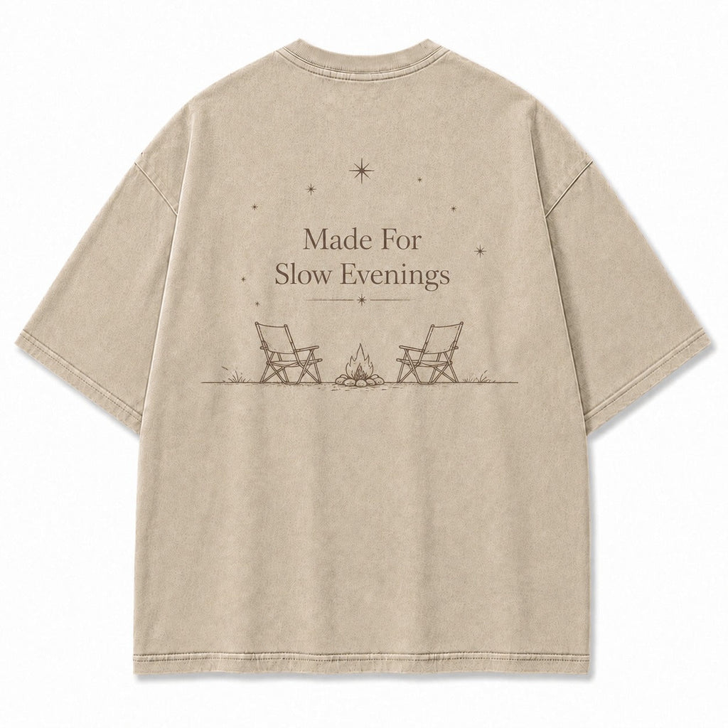 For Slow Evenings Under Open Skies Minimalist Campfire Tee